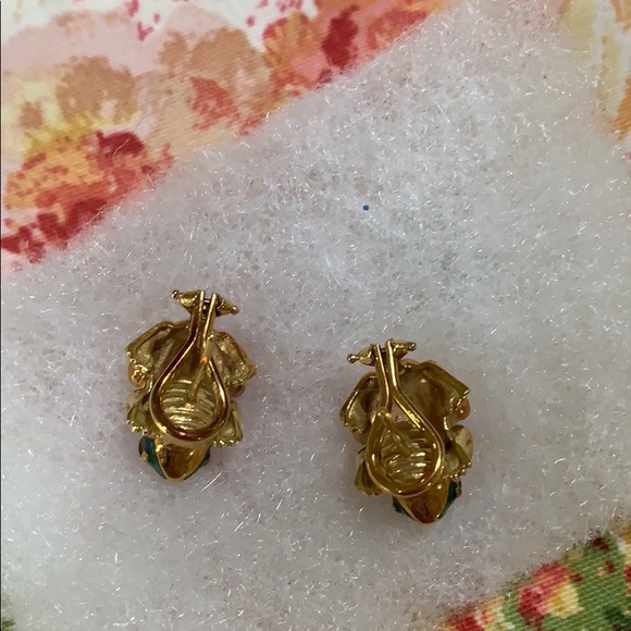 gold frog earrings